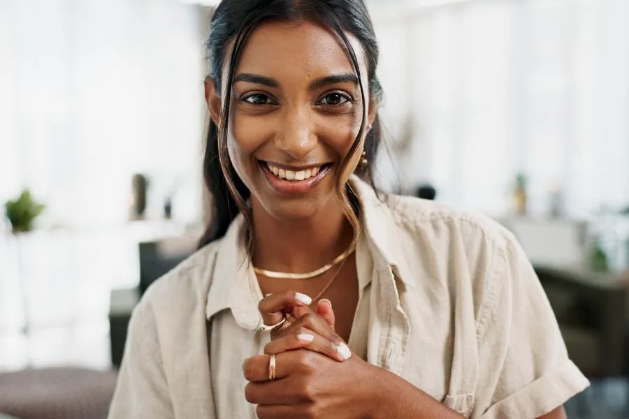 Smiling young Gen Z girl