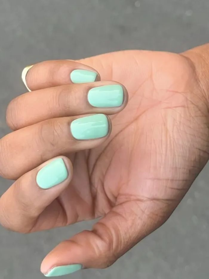 Close-up of mint nail polish