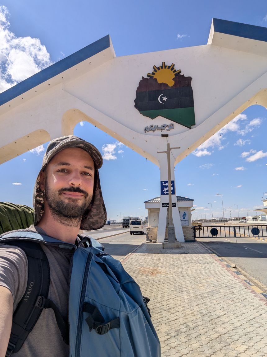 Omar Nok, 31, a traveler from Egypt, is trying to travel around the world without flying.